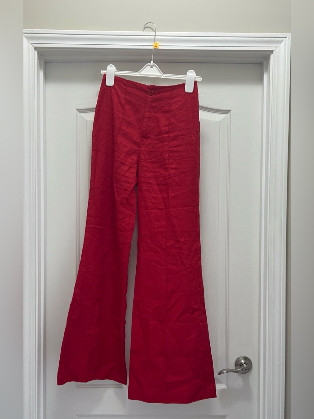 Reformation 100% Linen Red High-Waist Wide-Leg Pants Size 0